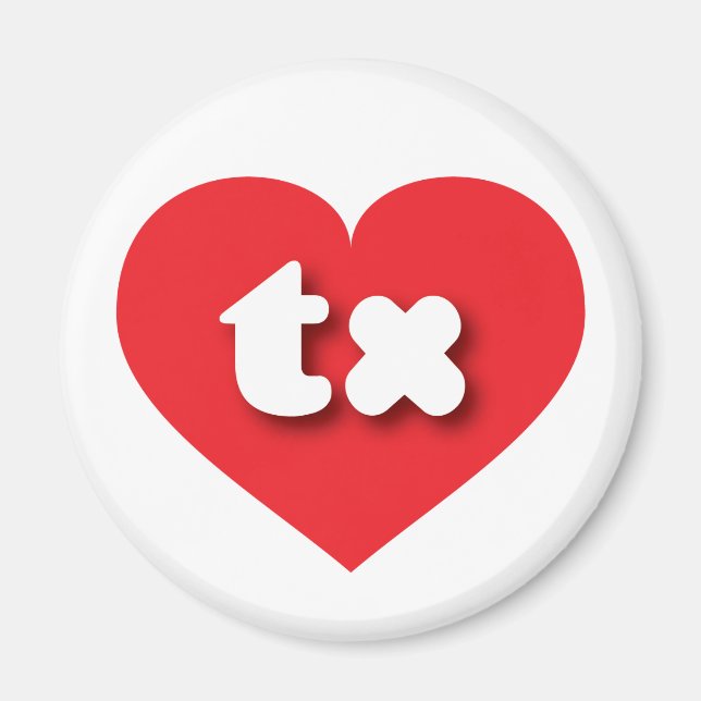 Aimant Texas red heart - J'aime tx (Devant)