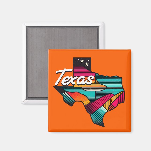 Aimant Texas Retro Sunset Lone Star State Souvenir (Recto/Verso)