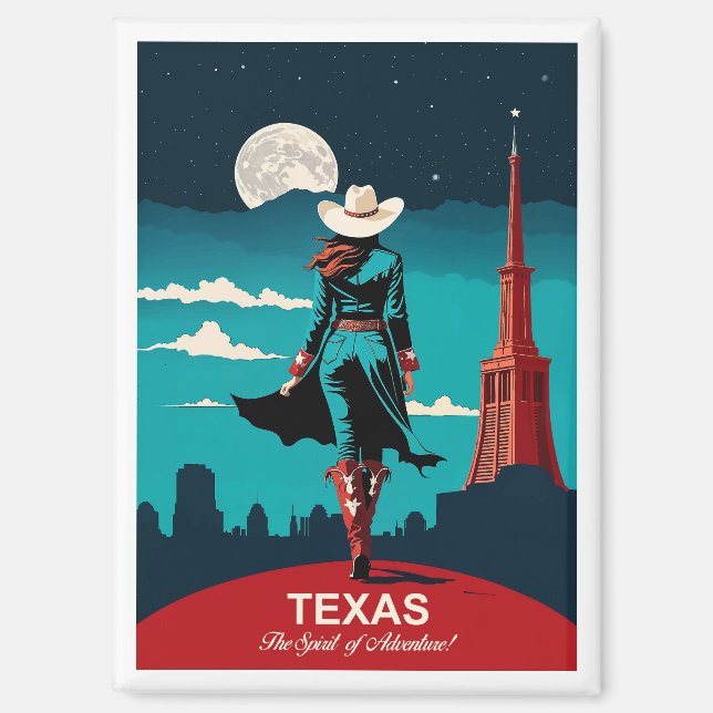 Aimant Texas Travel : L'esprit d'aventure (Recto)
