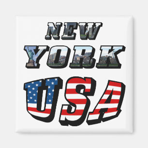 Aimant Texte de l'image de New York et du drapeau des Éta