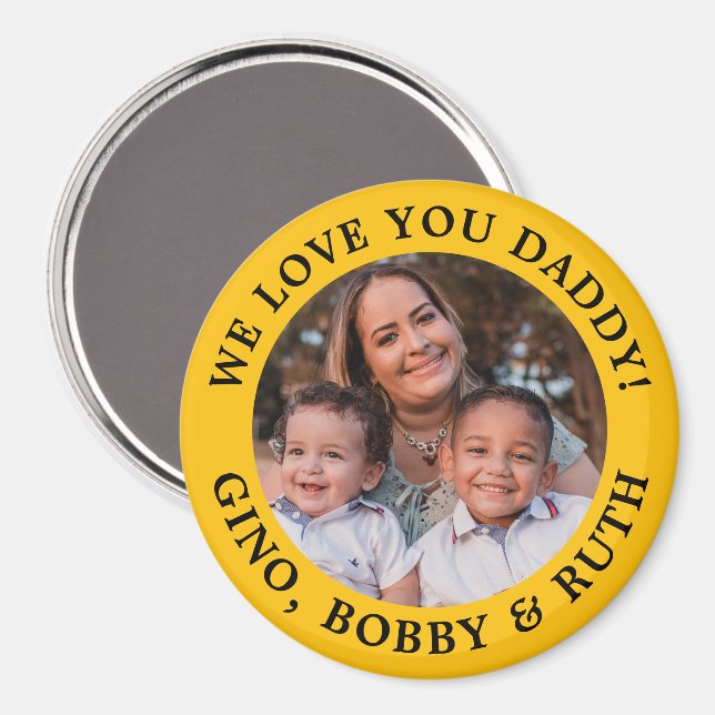 Aimant Texte et photo avec message simple jaune (Recto/Verso)