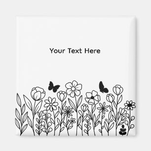 Aimant Texte personnalisé avec des fleurs