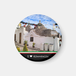 Aimant Texte personnalisé, maisons trulli en Alberobello