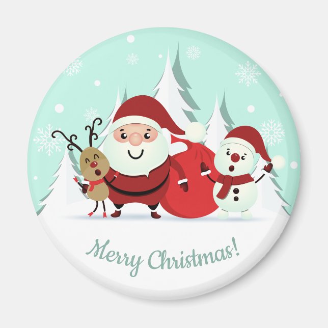 Aimant texte personnalisé père Noël, Reindeer et S (Devant)