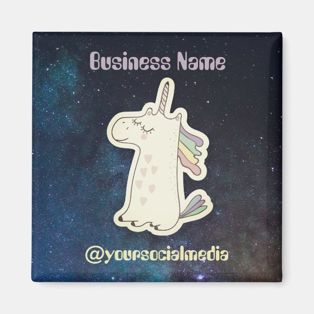 Aimant texte personnalisé unicorne mignonne dans l'espace (Devant)