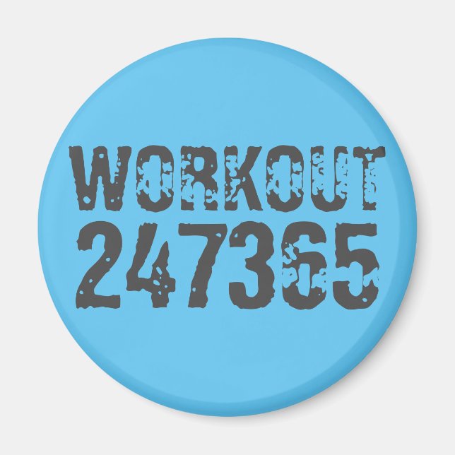 Aimant Texte usé et rayé Workout 247365 bleu (Devant)
