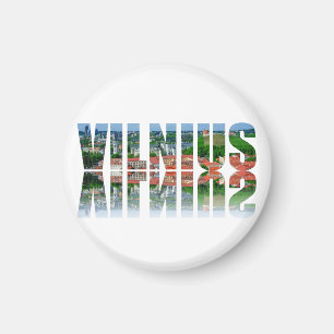 Aimant Texte Vilnius avec réflexion
