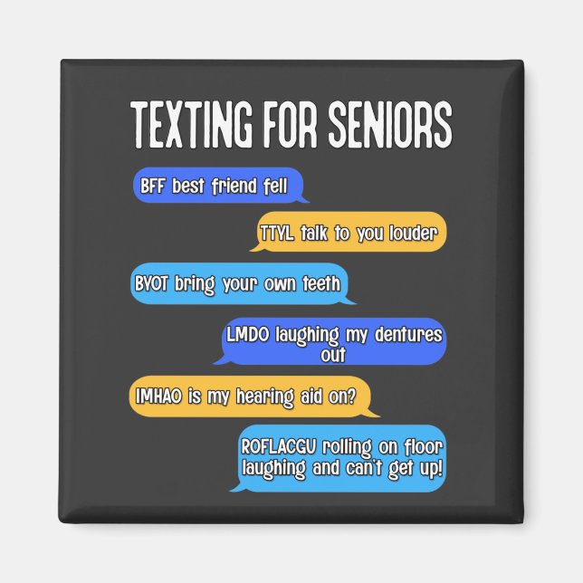 Aimant Textes pour les aînés Drôle Retraite Code texte (Devant)