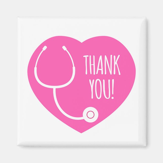 Aimant Thank You | Pink Heart Stethoscope (Devant)