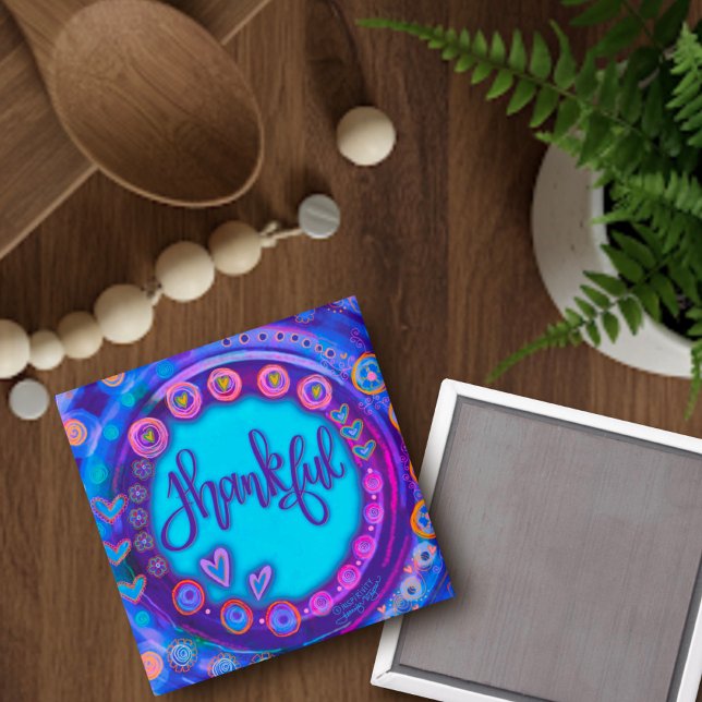 Aimant Thankful Blue Hearts Inspiration moderne amusant (Créateur téléchargé)