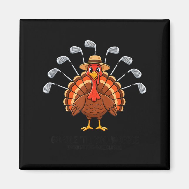Aimant Thanksgiving Golf Turkey Funny Turkey Day Golf Cli (Devant)