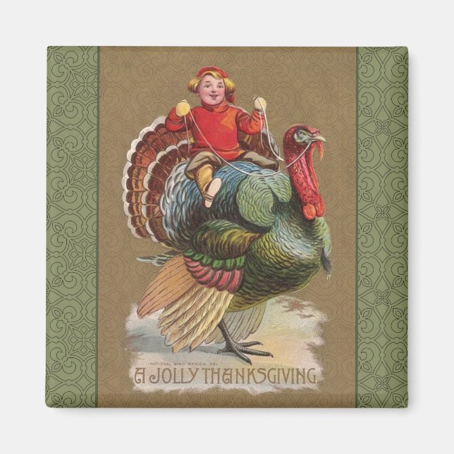 Aimant Thanksgiving Turquie Drôle salutations Vintages (Devant)
