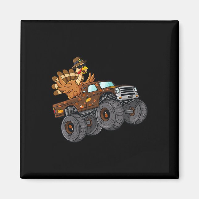 Aimant Thanksgiving Turquie équitation Monster Truck Boys (Devant)