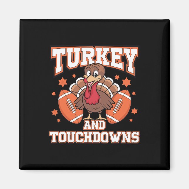 Aimant Thanksgiving Turquie Et Touchdowns Football Hommes (Devant)