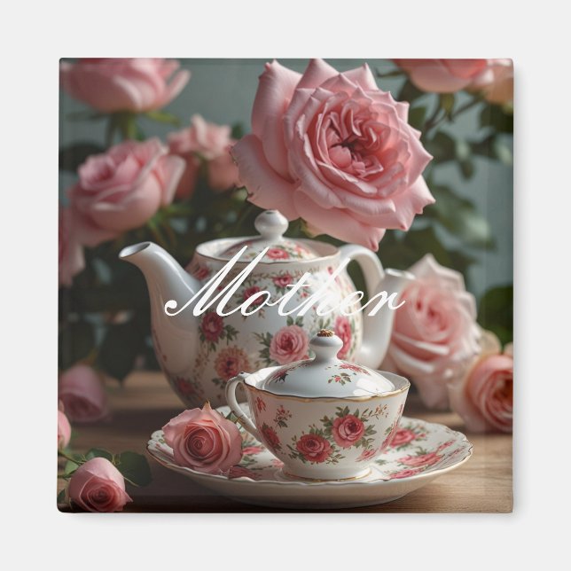 Aimant Thé à la rose de chou rose  (Devant)