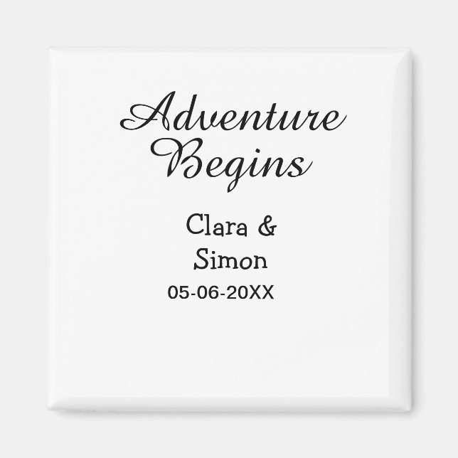 Aimant The adventure begins wedding couple name datsimple (Devant)