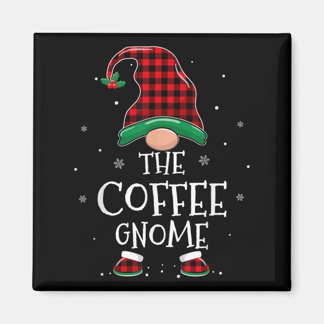 Aimant The Coffee Gnome Xmas Family Matching Plaid Christ (Devant)