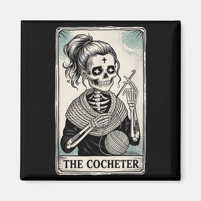 Aimant The Crocheter Tarot Card Funny Yarn Design  (Devant)
