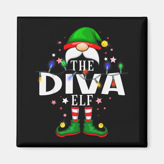 Aimant The Diva Elf Christmas Family Pajama Party  (Devant)