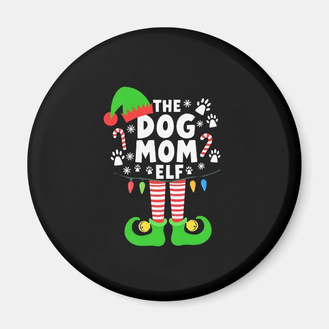 Aimant The Dog Mom Elf Xmas Funny Dogs lover Christmas Do (Devant)
