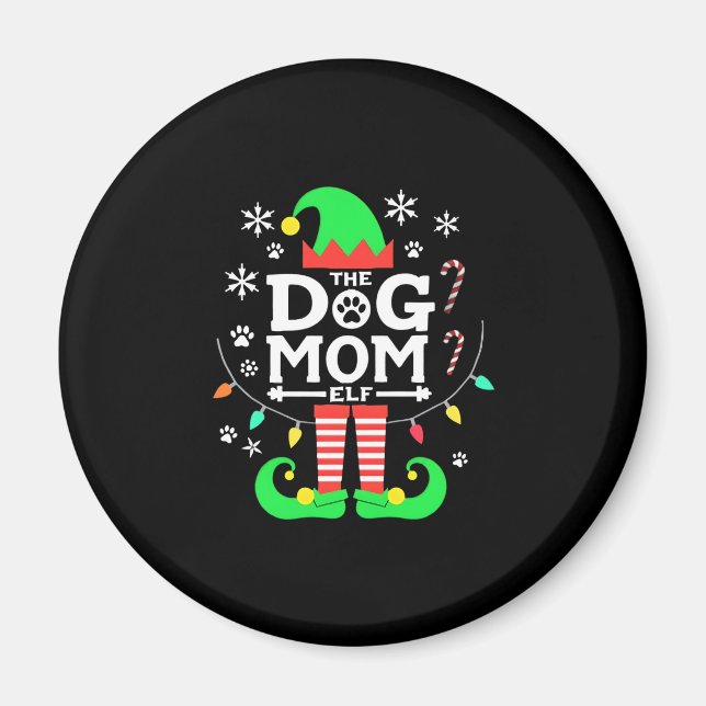 Aimant The Dog Mom Elf Xmas Funny Dogs lover Christmas Do (Devant)