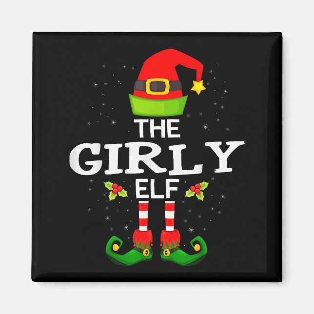 Aimant The Girly Elf Christmas Family Matching Pajama  (Devant)