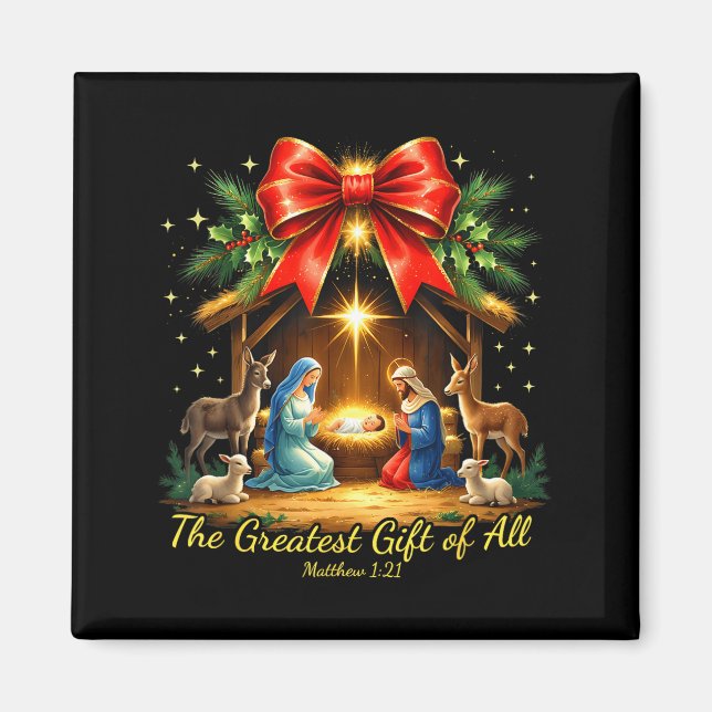 Aimant The Greatest Gift Of All Nativity Christian Christ (Devant)
