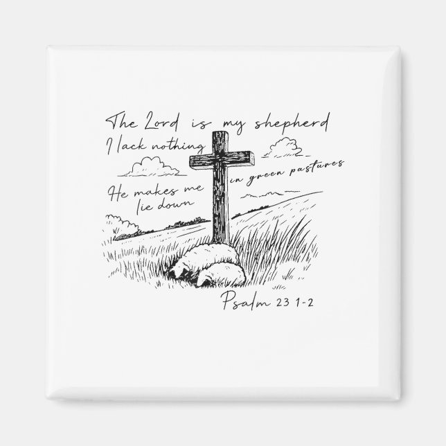Aimant The Lord Is My Shepherd Psalm 23 Cross Meadow  (Devant)