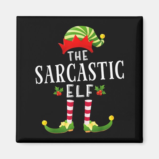 Aimant The Sarcastic Elf Christmas Matching Pajama  (Devant)