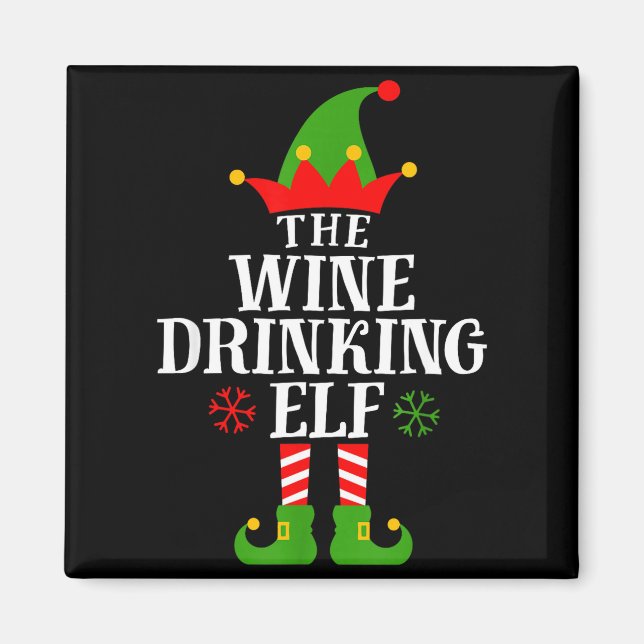 Aimant The Wine Drinking Elf Funny Matching Family Christ (Devant)