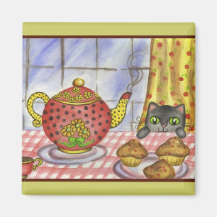 Aimant Théière de chat mignon Cadeau d'aimant de cuisine