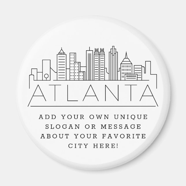 Aimant Thème Atlanta | Message de ville personnalisé ou S (Devant)