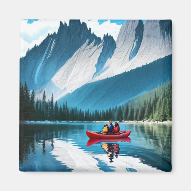 Aimant Thème de Kayak en couple (Devant)