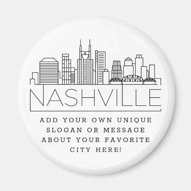 Aimant Thème de Nashville | Message de ville personnalisé (Devant)