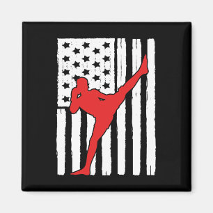Aimant Thème Muay Thai Drapeau Américain Graphisme Kickb