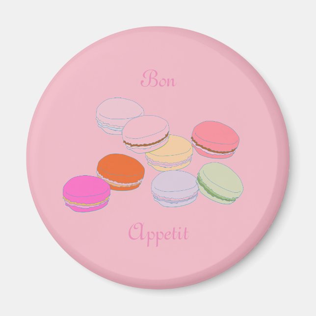 Aimant Thème rose Paris Français Macaron Bon Appetit Magn (Devant)