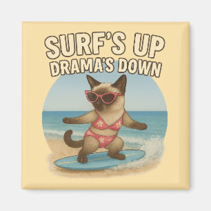 Aimant Thème surf pour les amoureux de chats siamois