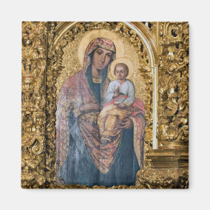 Aimant Theotokos et le Christ enfant dans le cadre Or Orn