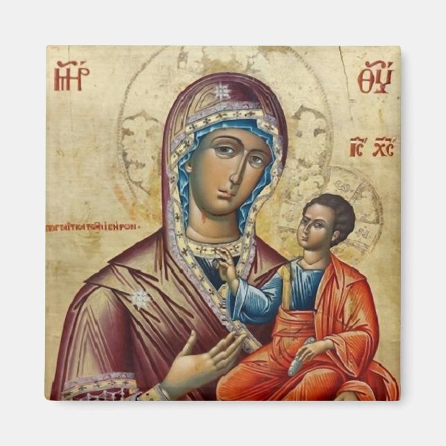 Aimant Theotokos (Vierge Marie) et l'icône Christ Enfant (Devant)