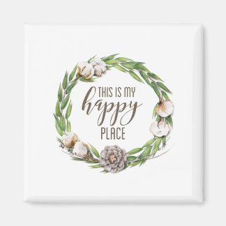 Aimant This is My Happy Place Floral Wreath