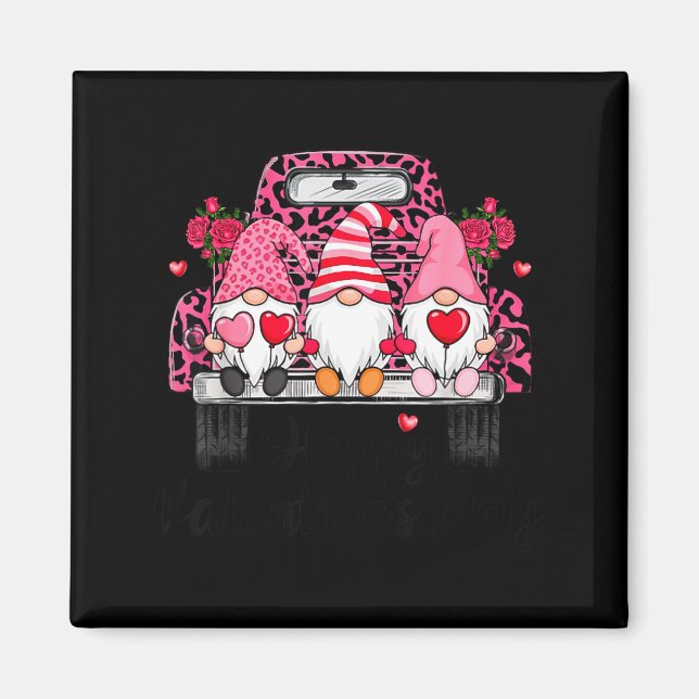 Aimant Three Gnomes And Leopard Truck Happy Valentine's D (Devant)