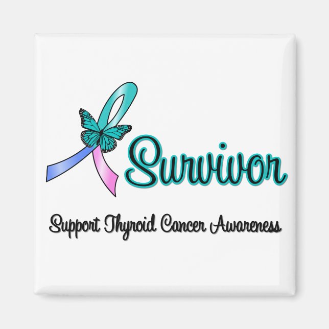 Aimant Thyroïde Cancer Survivante Ruban Papillon (Devant)