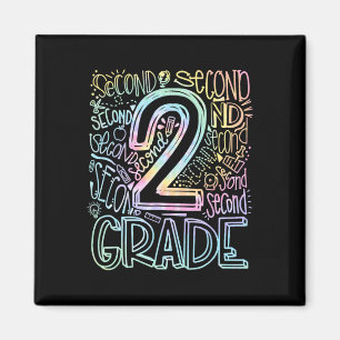 Aimant Tie Dye 2e année Équipe de typographie Deuxième an
