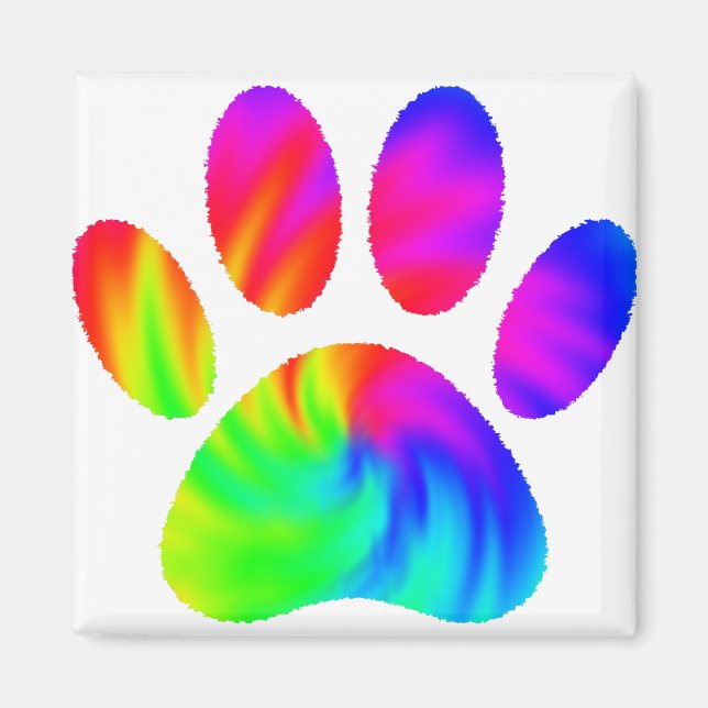 Aimant Tie Dye Chien Empreinte de patte Graphic (Devant)