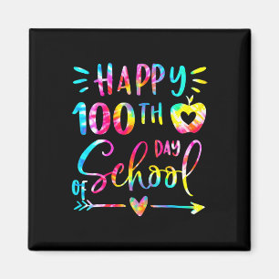 Aimant Tie Dye Happy 100e jour d'école Enseignant Élève 1
