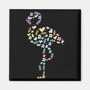 Aimant Tiedye Flamant Floral Femme Amateur d'Animaux Mign