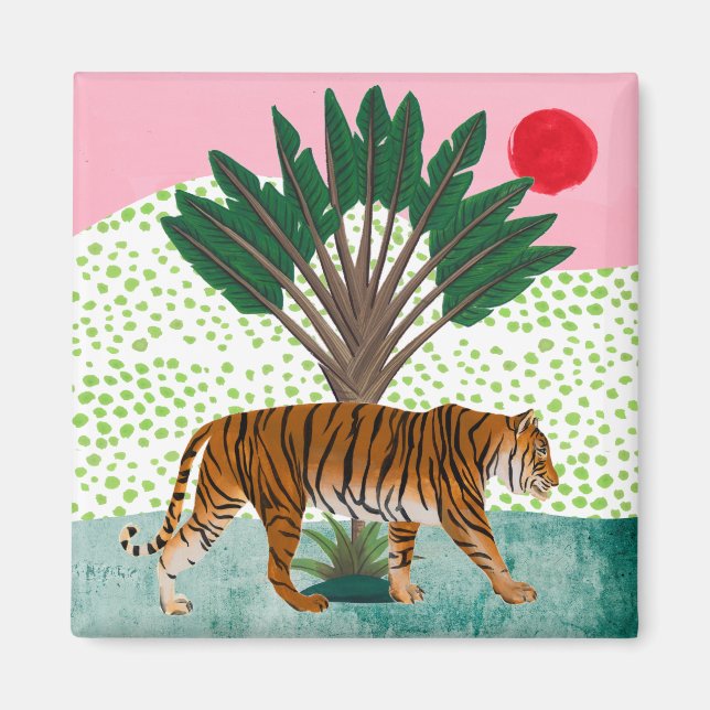 Aimant Tigre au coucher du soleil (Devant)