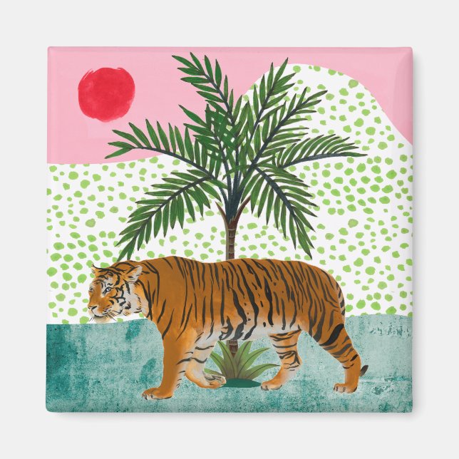 Aimant Tigre au lever du soleil (Devant)
