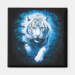 Aimant Tigre blanc sauvage Mystique de la forêt