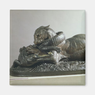 Aimant Tigre dévorant un alligator, 1832 (bronze)